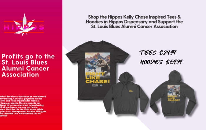 Hippos Shop Kelly Chase Inspired Tees and Hoodies for St. Louis Blues Alumni Cancer Association