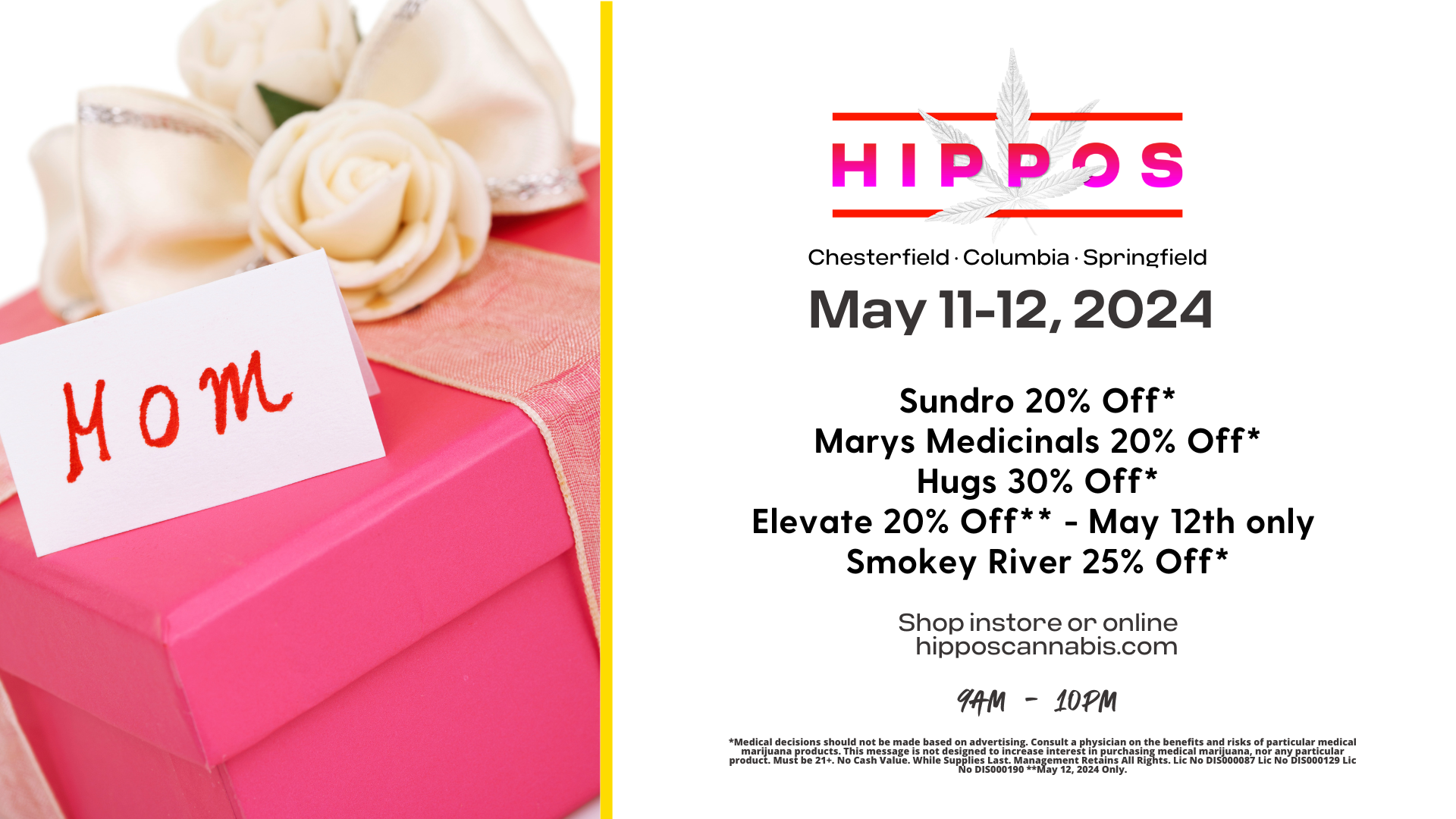 Mother's Day Sale at Hippos Dispensary -Mother's Day Sale 05.11.2024 and 05.12.2024